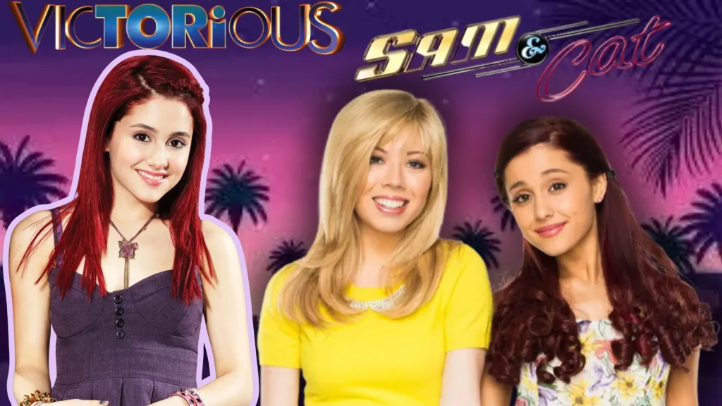 Young Ariana Grande with the Victorious and Sam & Cat cast during her early acting career.