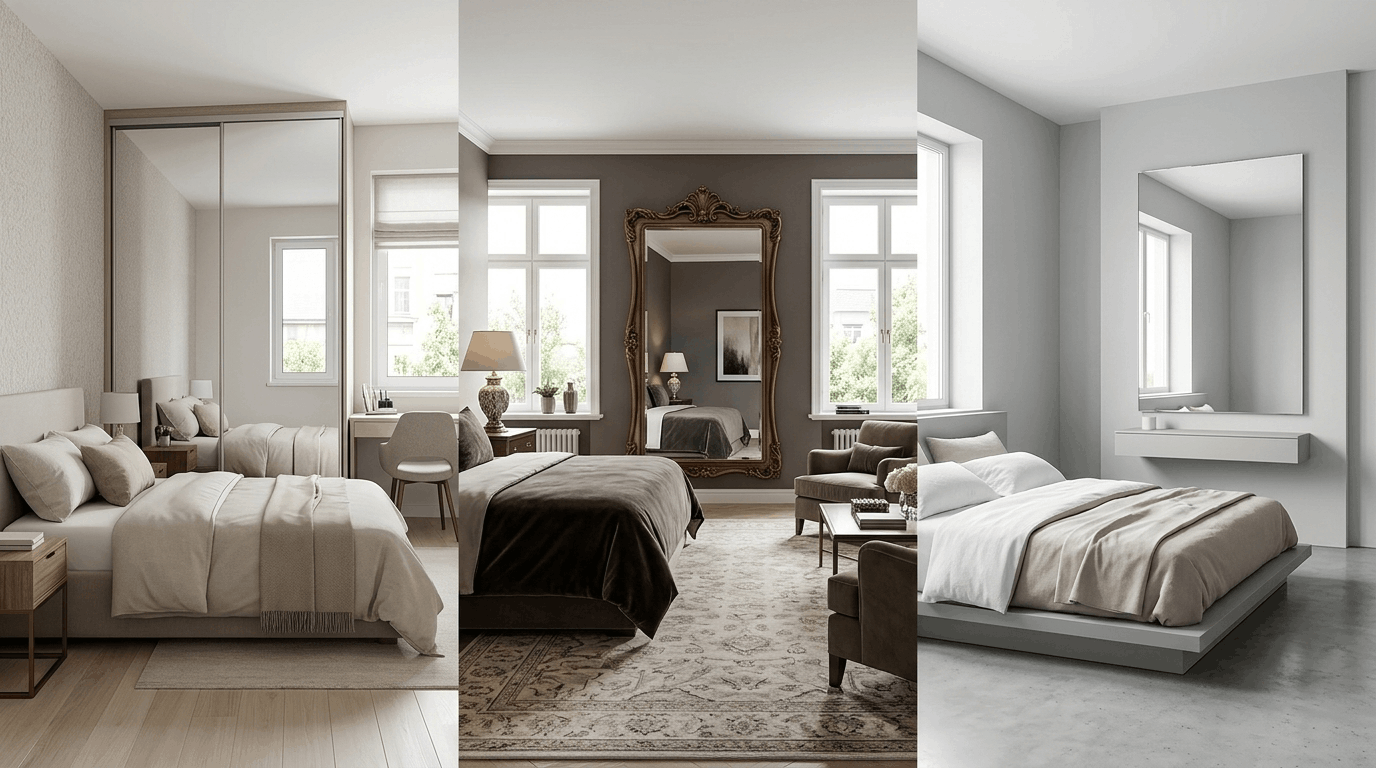 Bedroom mirror ideas for small rooms, large bedrooms, and minimalist spaces