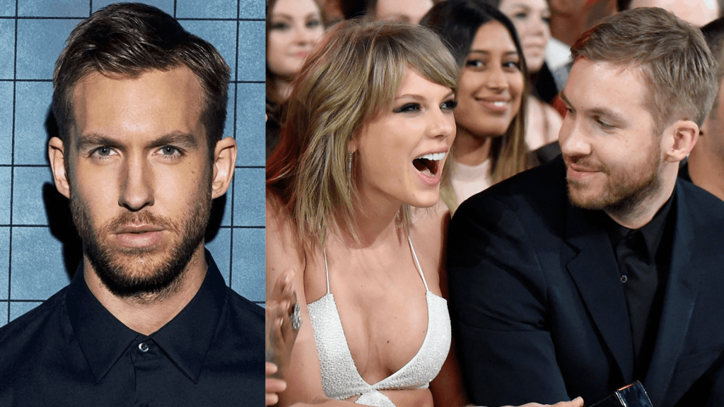 Calvin Harris and Taylor Swift relationship era collage representing public romance and music inspiration period.