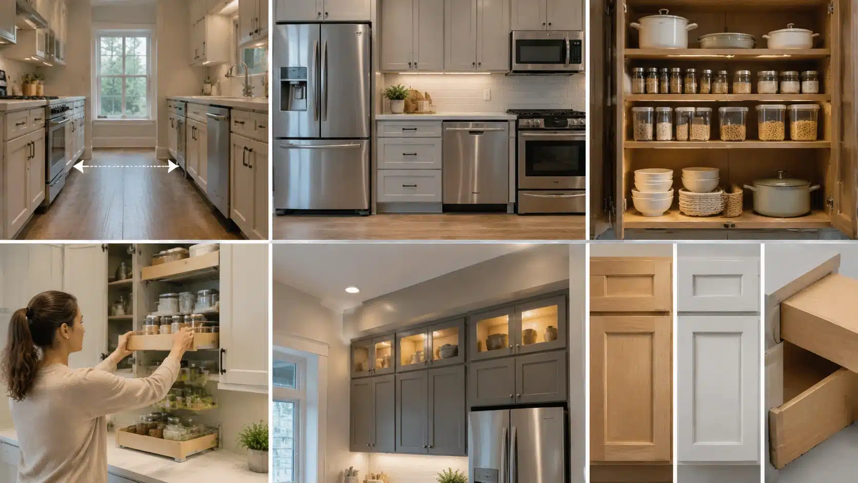 Kitchen cabinet depth factors including room layout, appliances, storage needs, accessibility, and cabinet styles