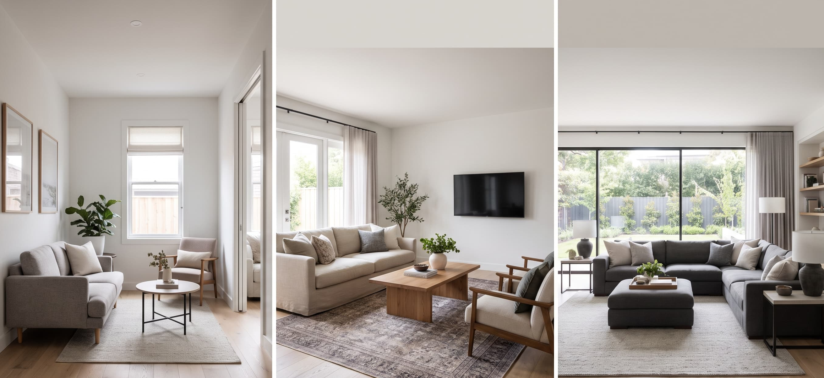 Sofa size recommendations for small, medium, and large living rooms based on available space