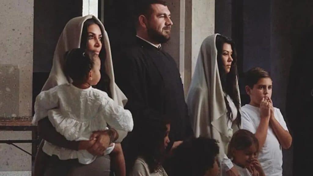 Kim Kardashian and family attending a ceremony highlighting her Armenian heritage.