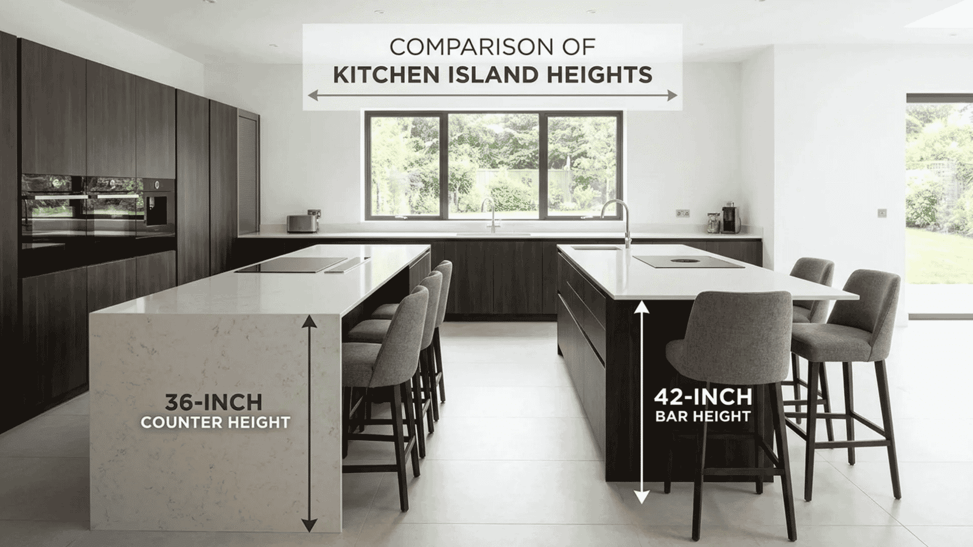 Comparison of counter-height and bar-height kitchen islands