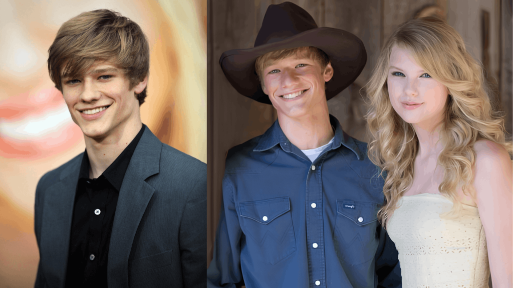 Taylor Swift and Lucas Till early dating collage showing young romance and country era in early career timeline