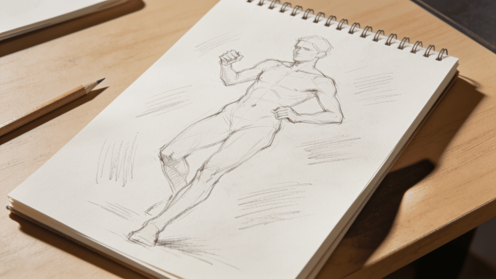 Figure skecth of a men from pencil on a sketchbook
