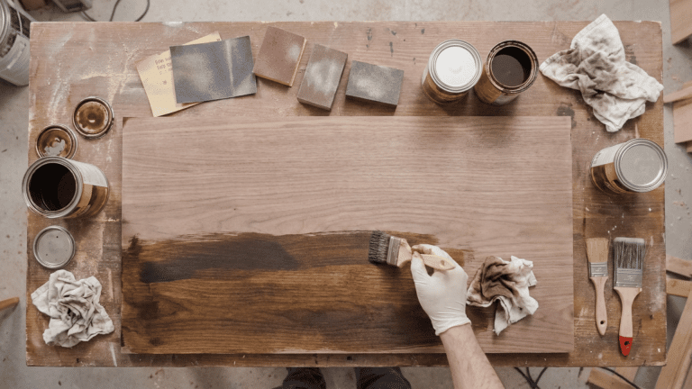Staining wood highlights the grain and adds depth and richness to its color.