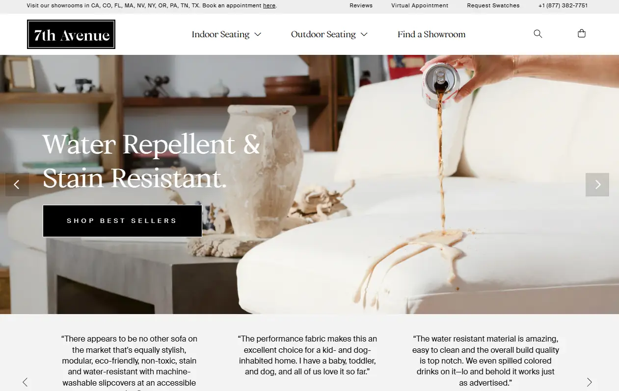 Soda being poured onto white sofa in bright indoor living room setting