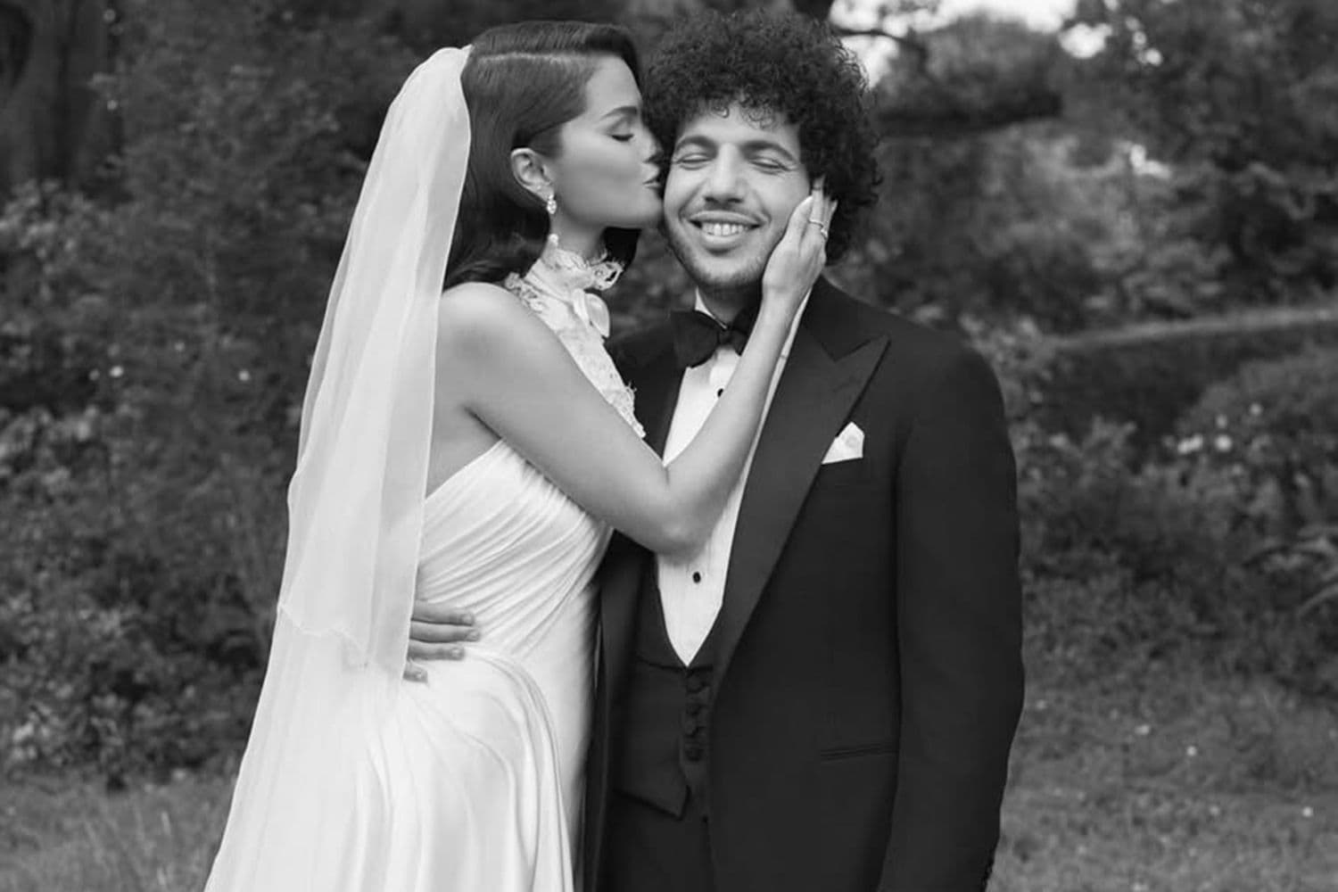 Benny Blanco with his wife Selena Gomez at their wedding.
