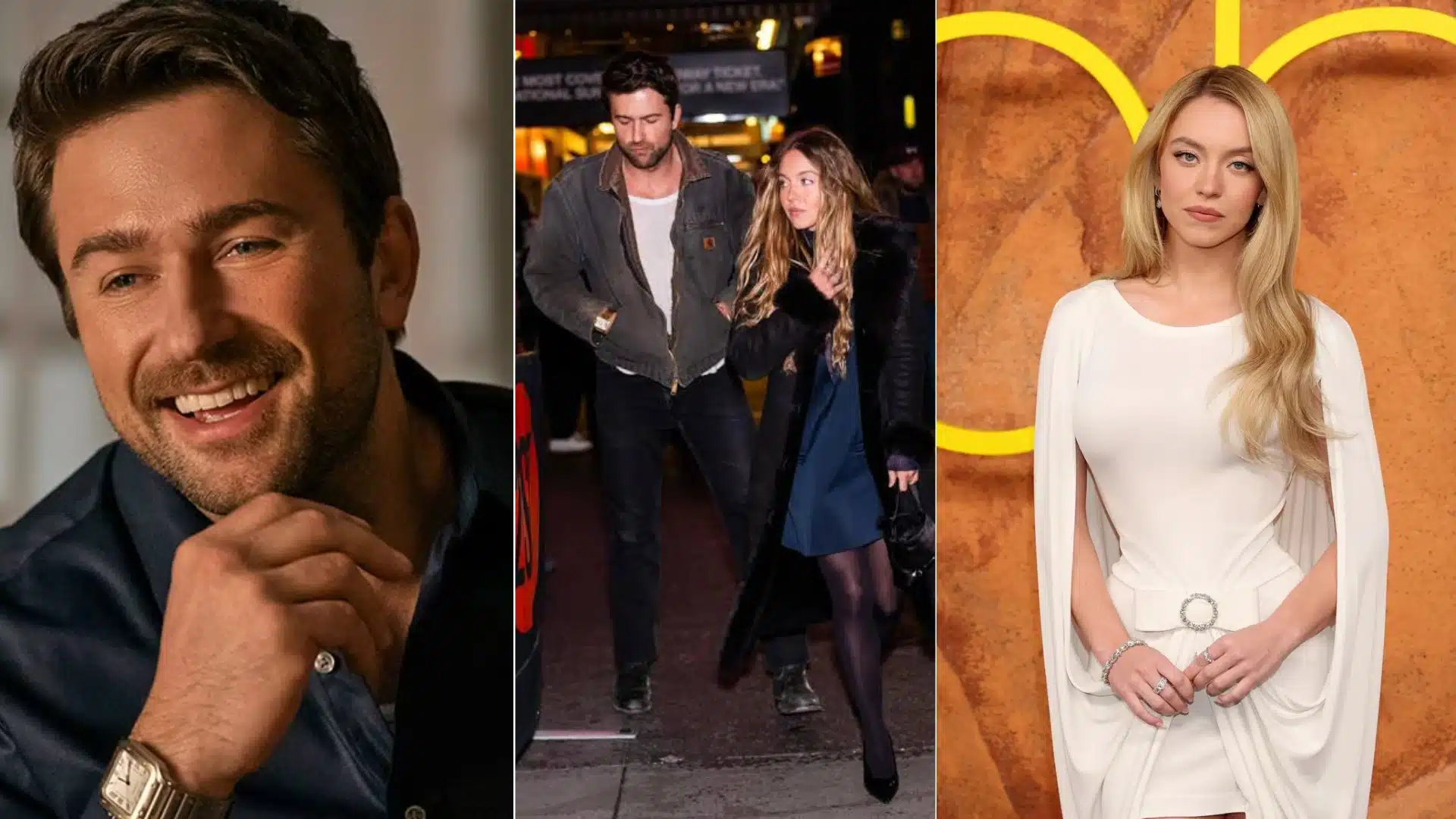 Brandon Sklenar and Sydney Sweeney together at a public event amid rumors about their relationship.
