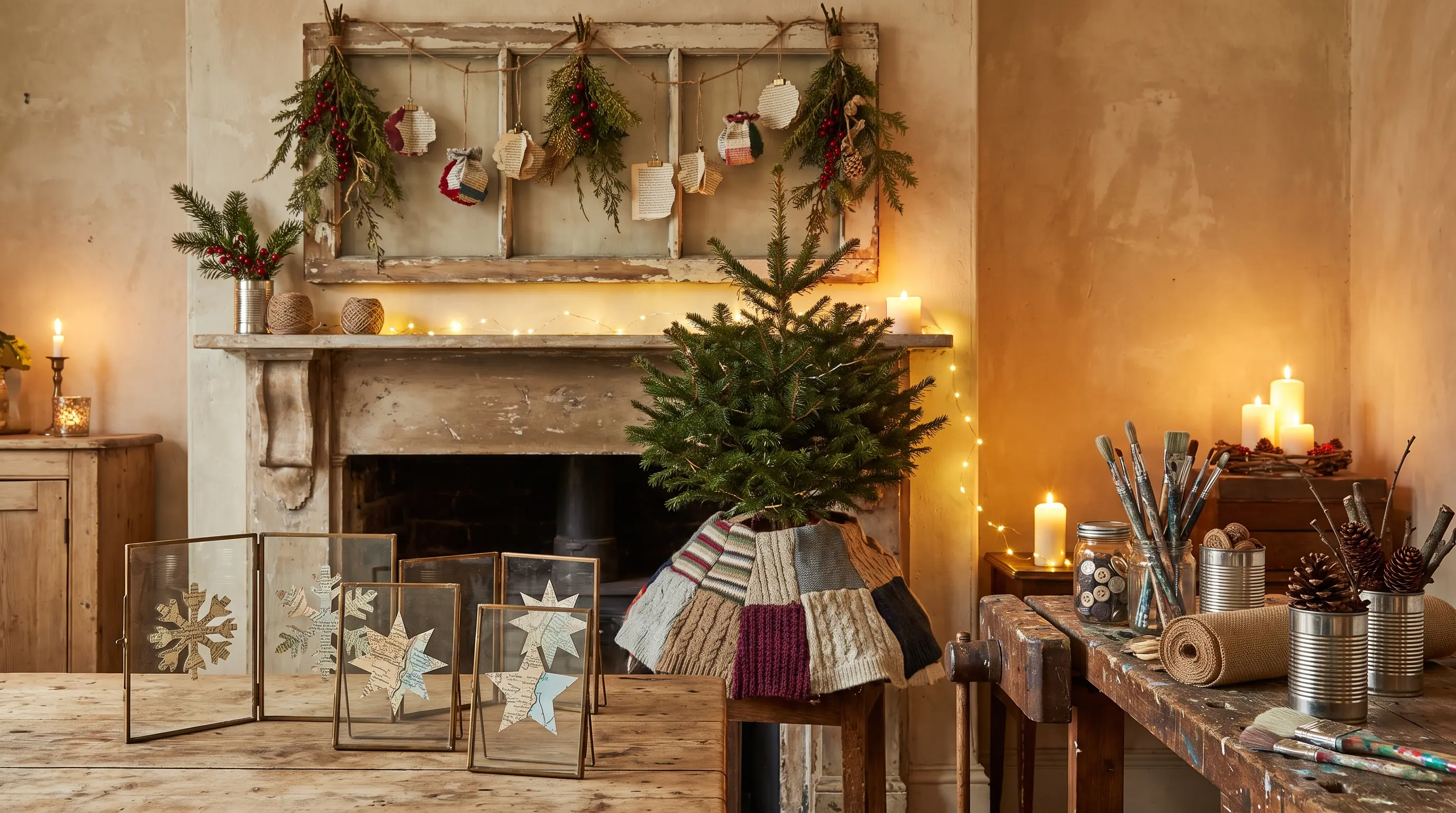 Christmas decorations creatively made from reused household items
