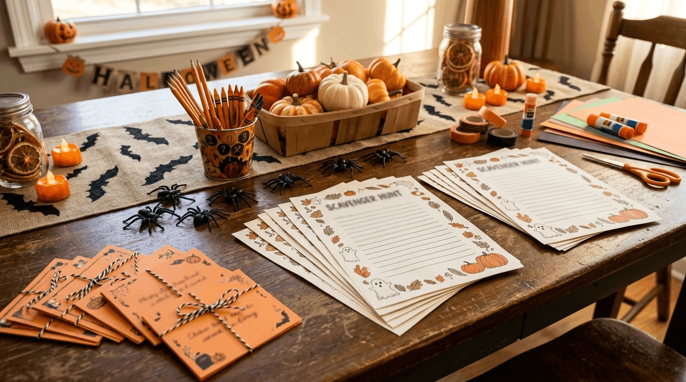 Halloween scavenger hunt printable activity with clues