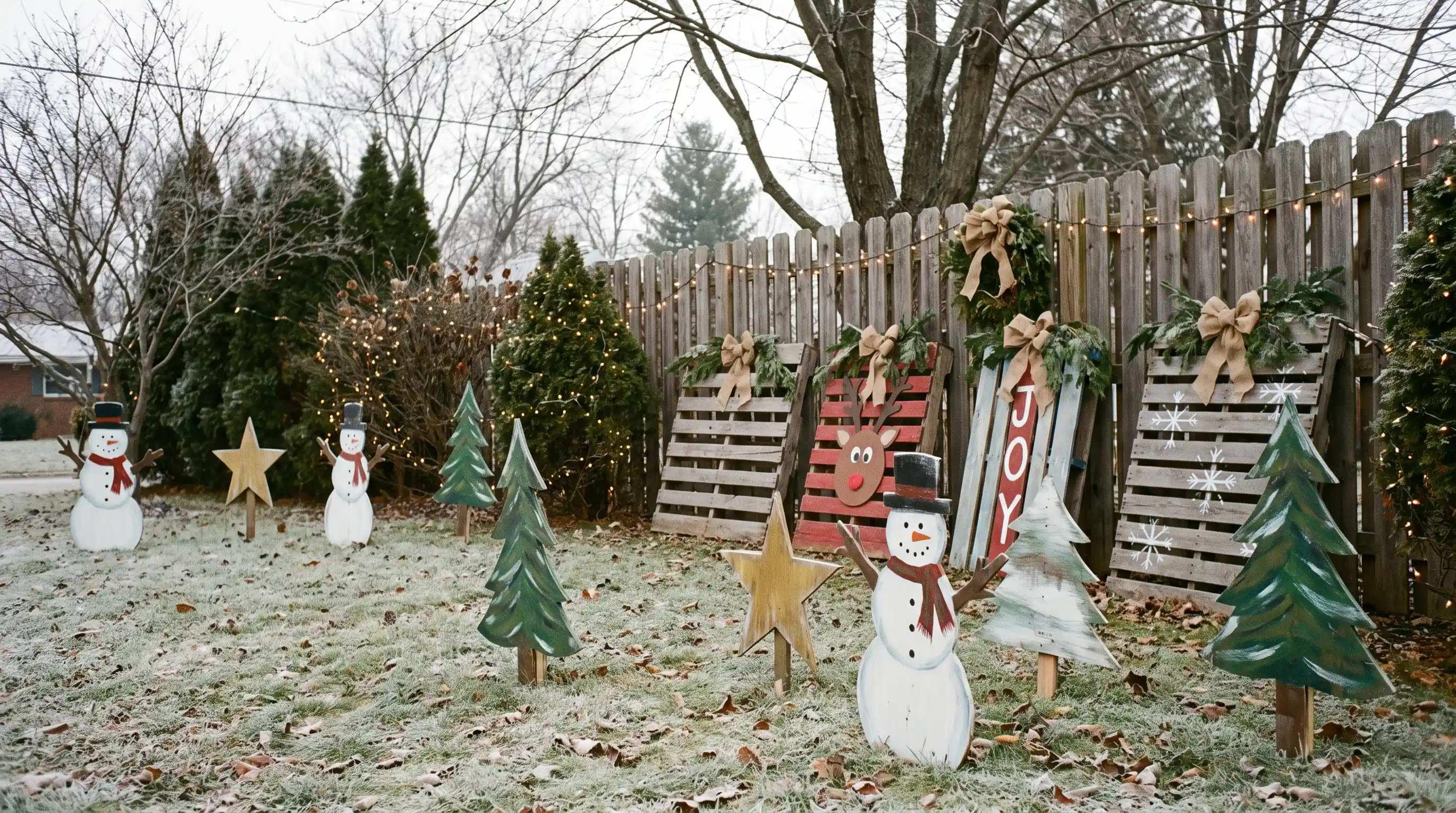 Handmade Christmas yard decorations made from wood