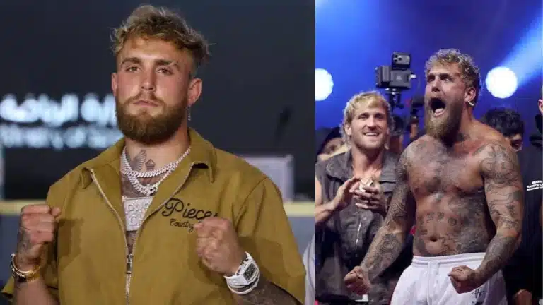 Two-panel image showing Jake Paul’s career growth, wealth sources, and business success.