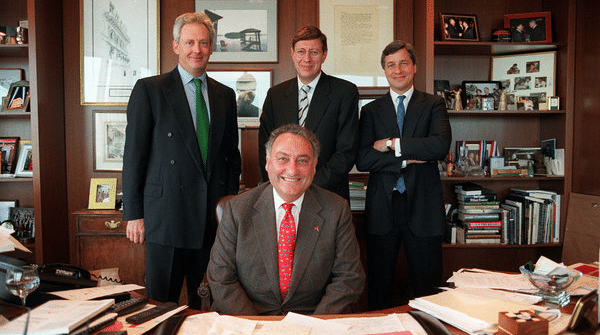 Jamie Dimon with business leaders during his early banking career