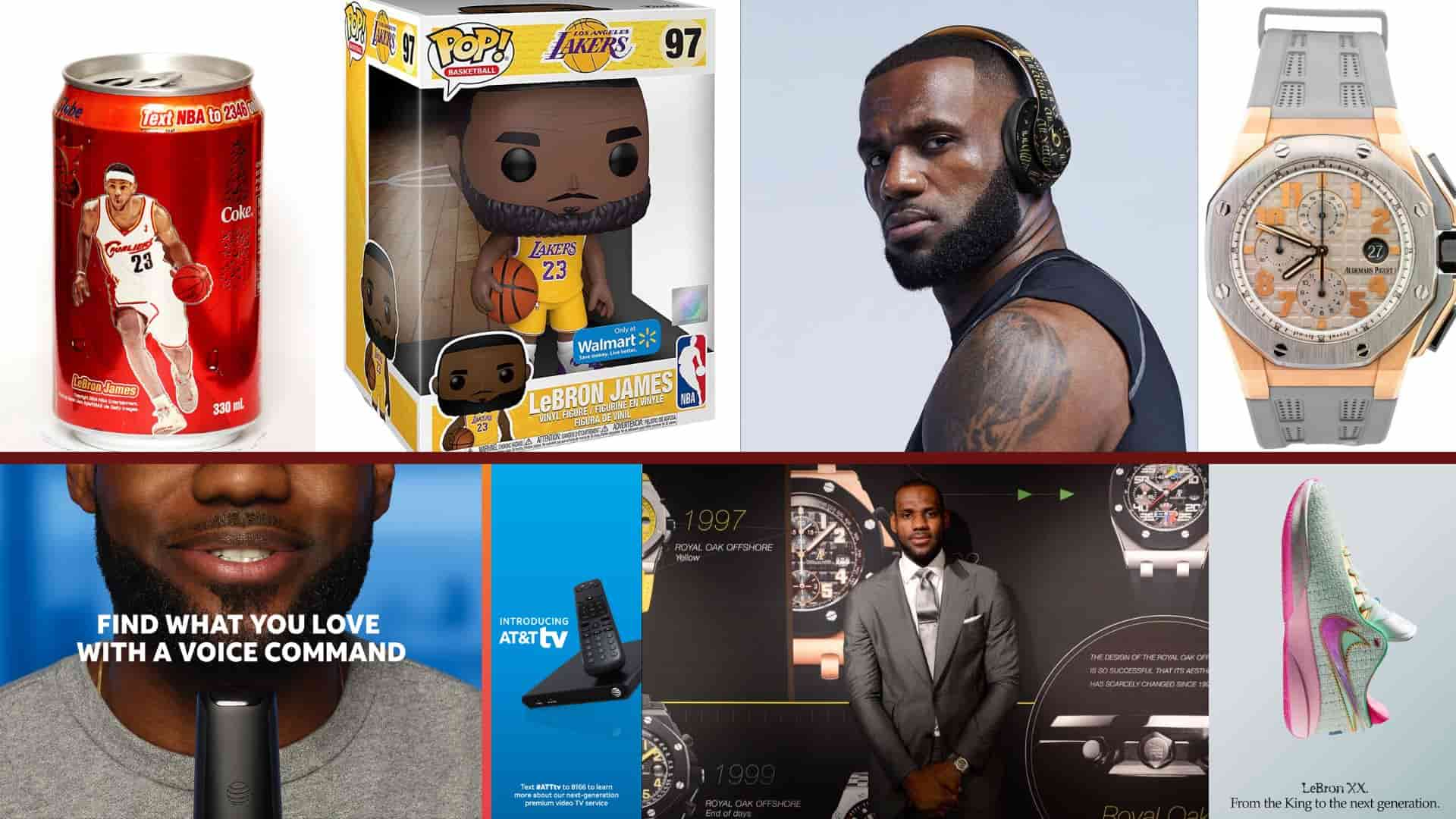 LeBron James brand partnerships featuring endorsements, products, and luxury collaborations