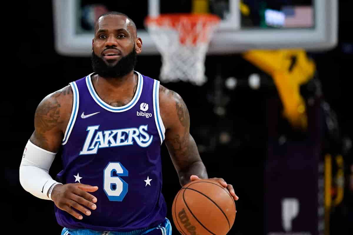 LeBron James playing for the Los Angeles Lakers during an NBA game