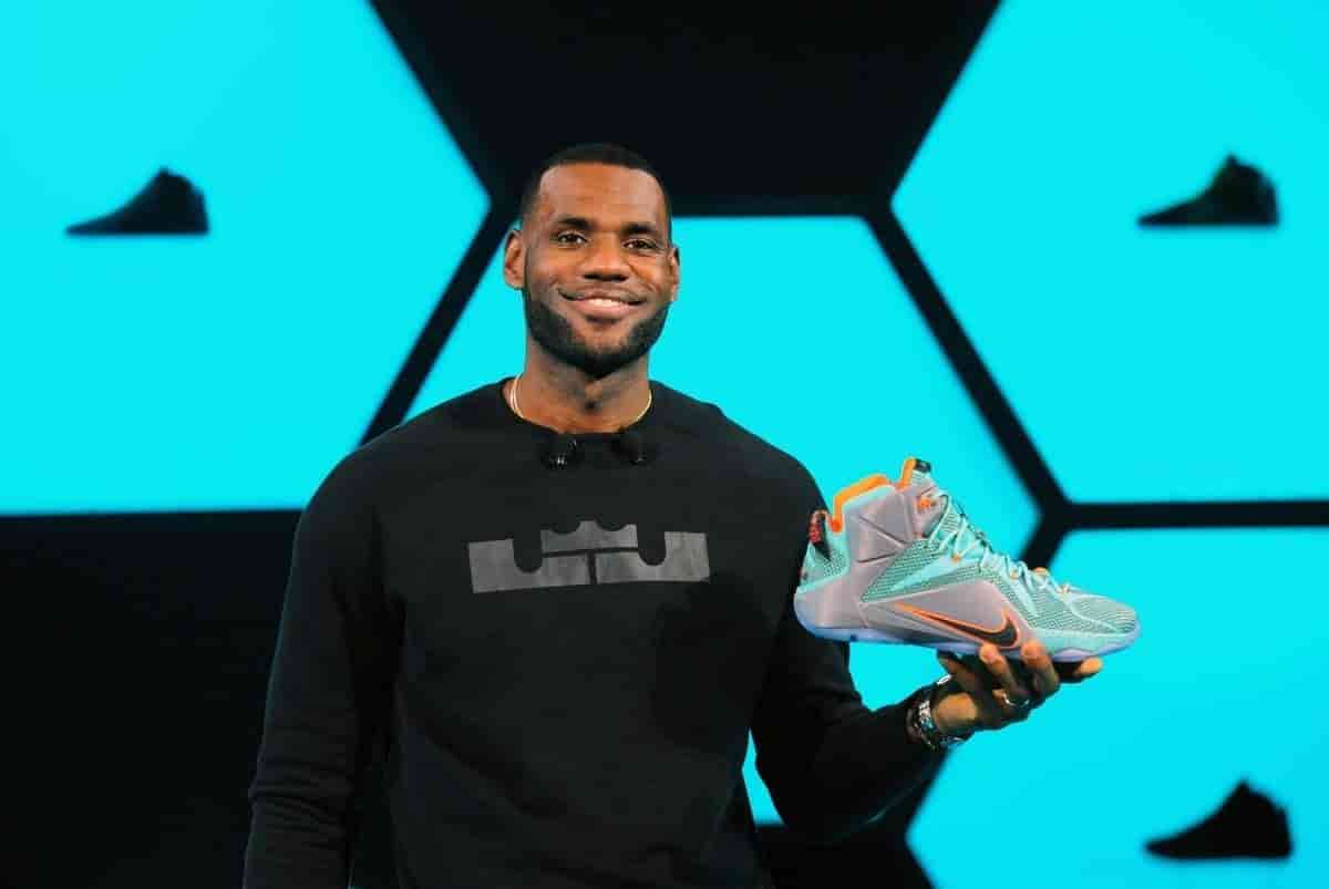 LeBron James presenting his Nike signature basketball shoe collection