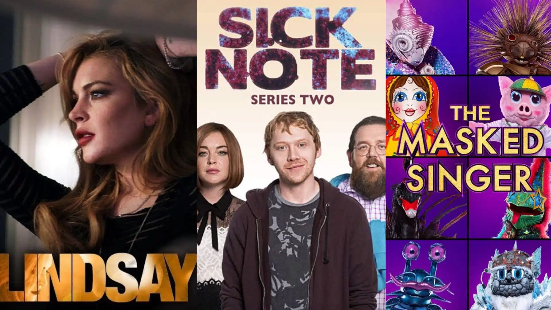 Lindsay Lohan in television roles from Another World, Lindsay, Sick Note, and The Masked Singer Australia