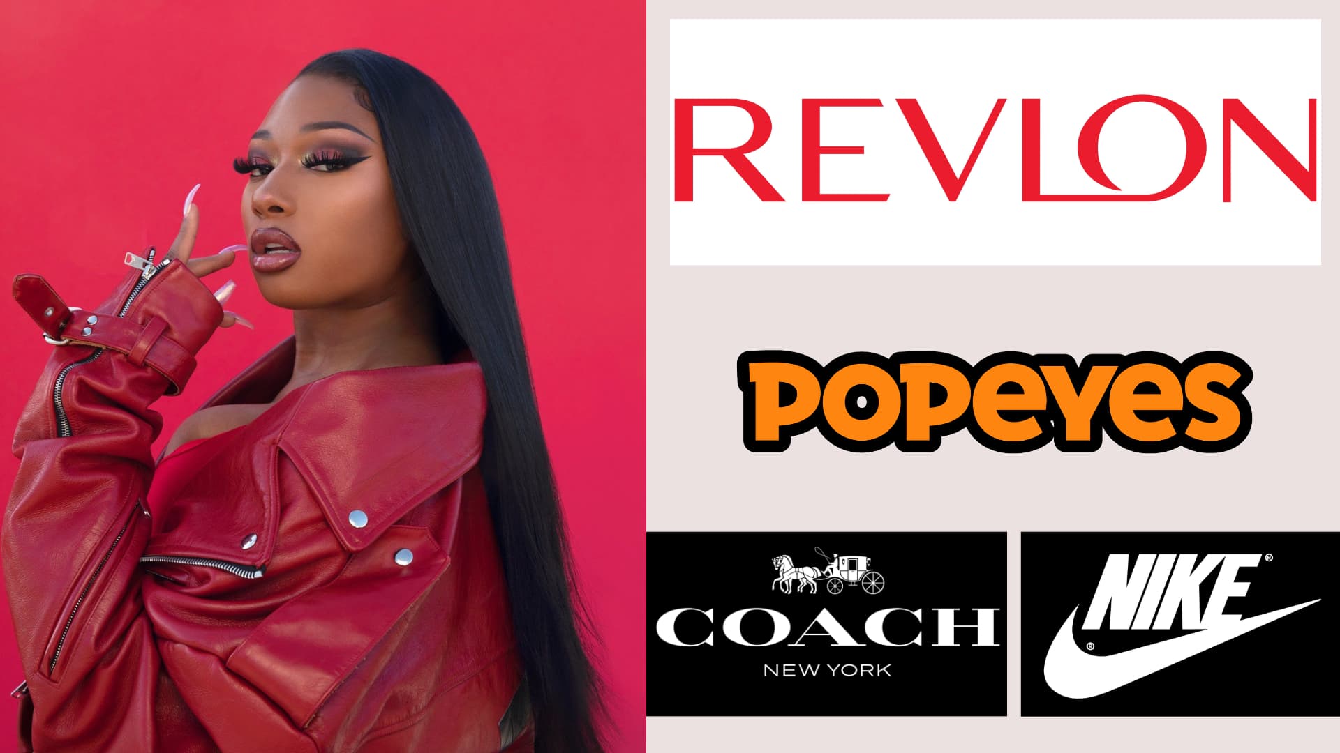 Megan Thee Stallion Image and, beside it, the image of the brand she partnered with.