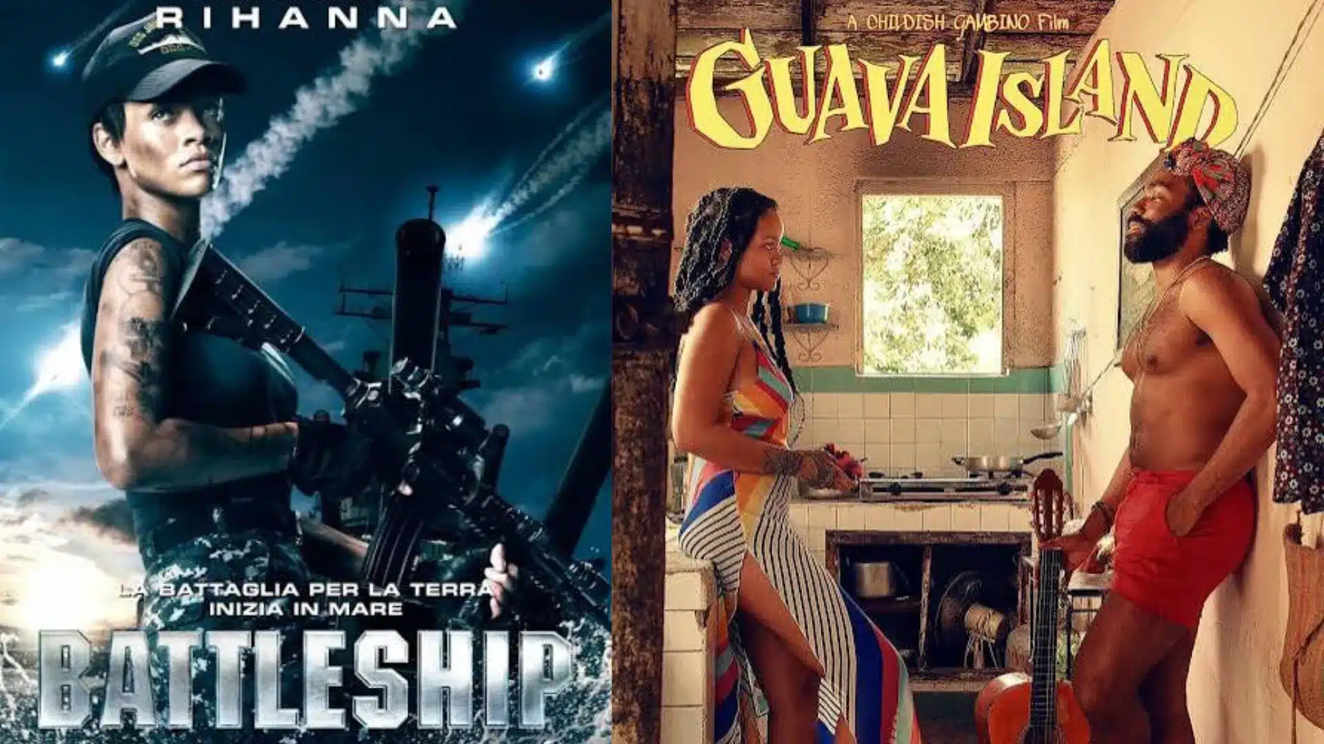 Rihanna appearing in film and television projects, reflecting her work as an actress alongside her successful music and business career.