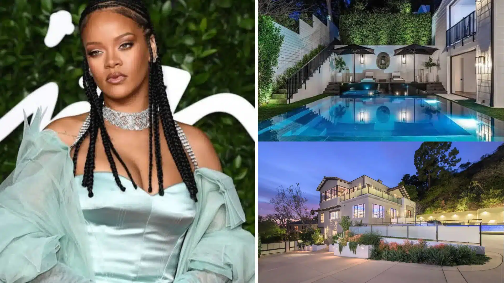 Rihanna’s luxury real estate properties and high-end assets, representing her investments and lifestyle beyond her entertainment career.