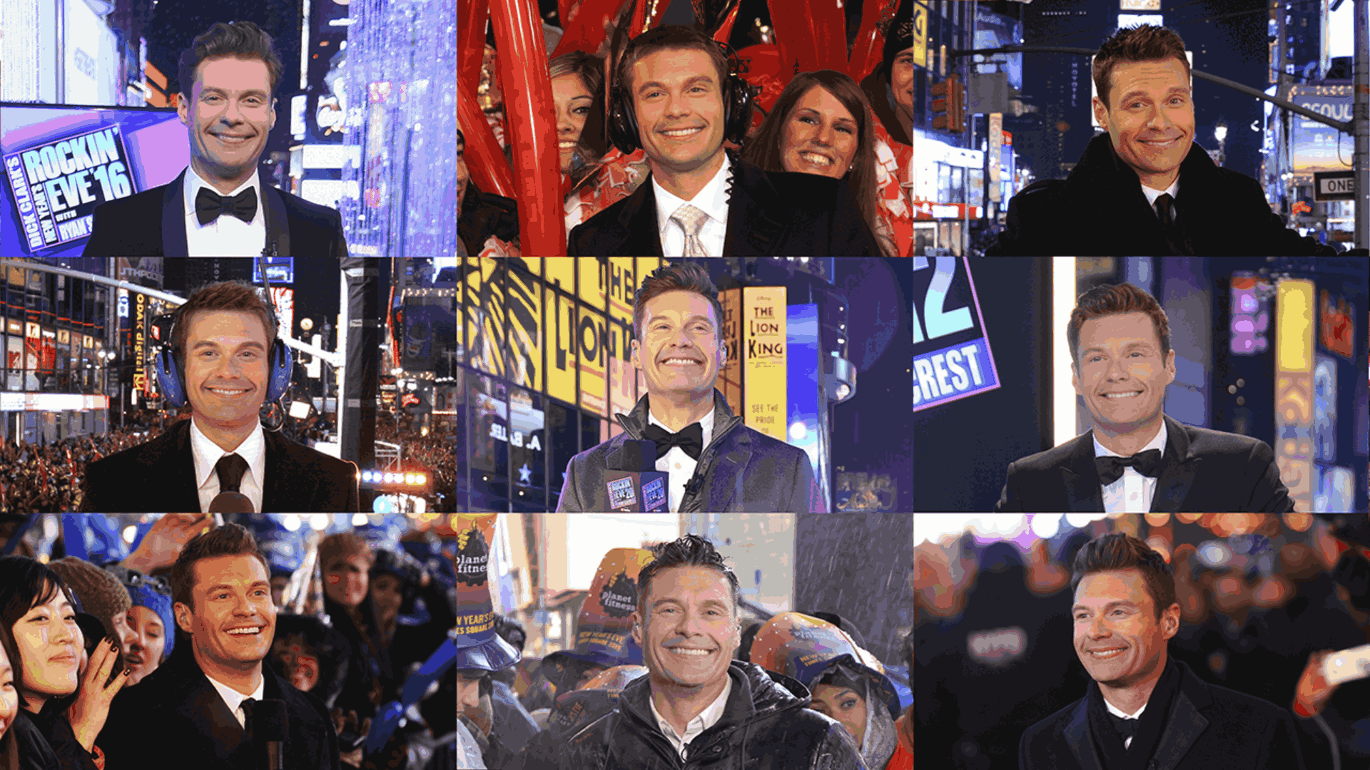 Ryan Seacrest hosting Dick Clark’s New Year’s Rockin’ Eve across multiple live broadcast events