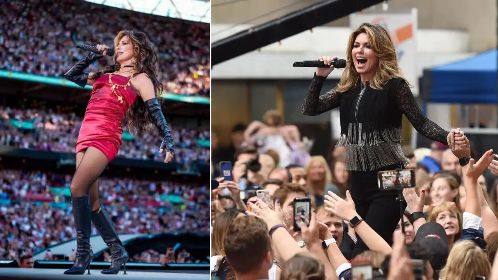 Shania Twain delivering a special live performance during her music career