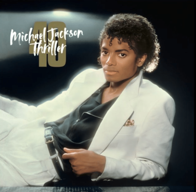 Thriller 40 album cover featuring a portrait with anniversary edition artwork.