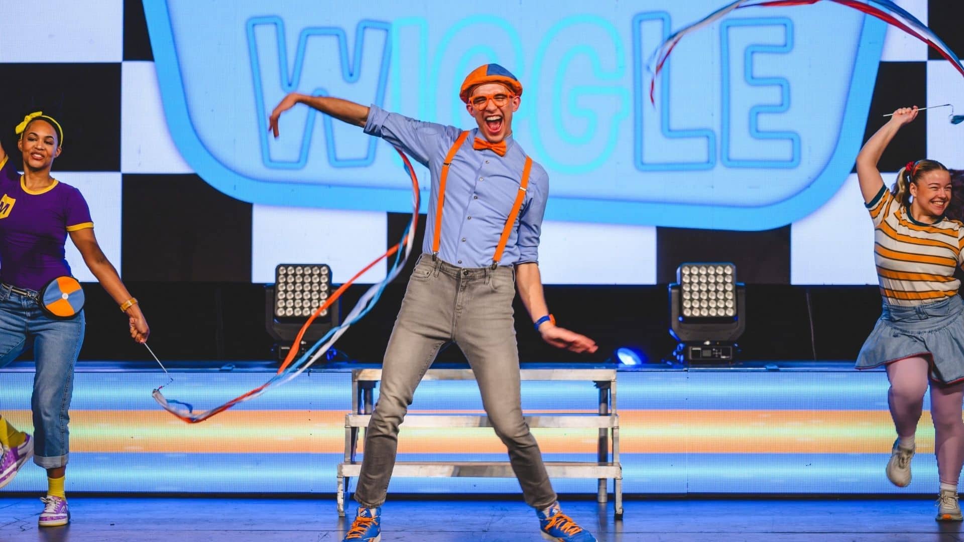 Blippi live show performance on stage during a children’s entertainment tour event