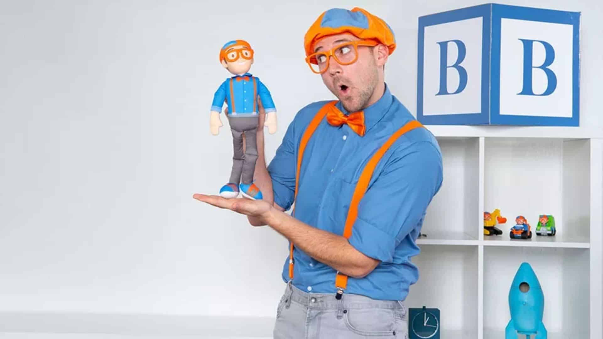 Blippi merchandise sales featuring Blippi character toy and branded products