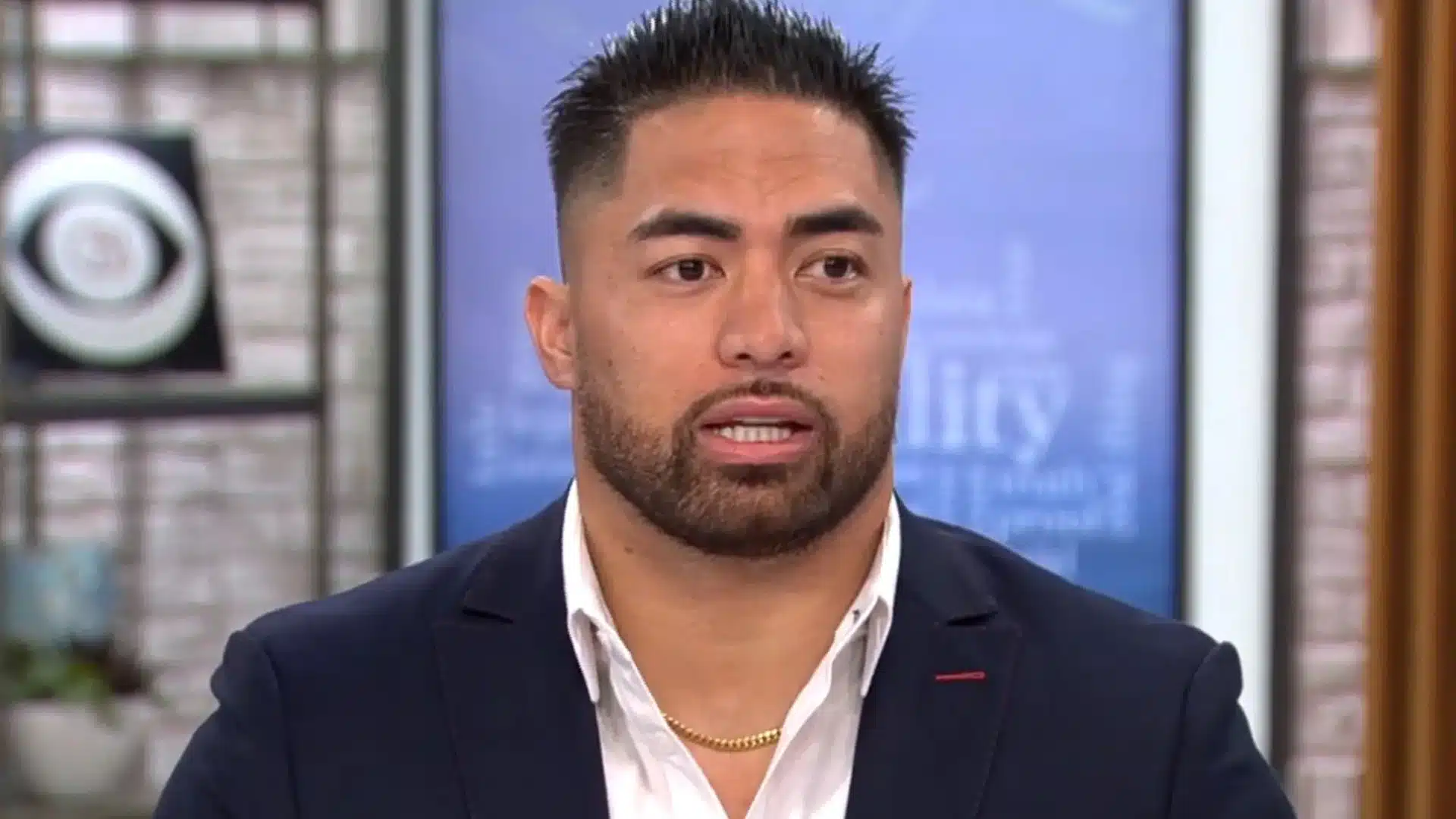 Manti Te’o speaking in a television interview about the catfishing hoax and its impact.