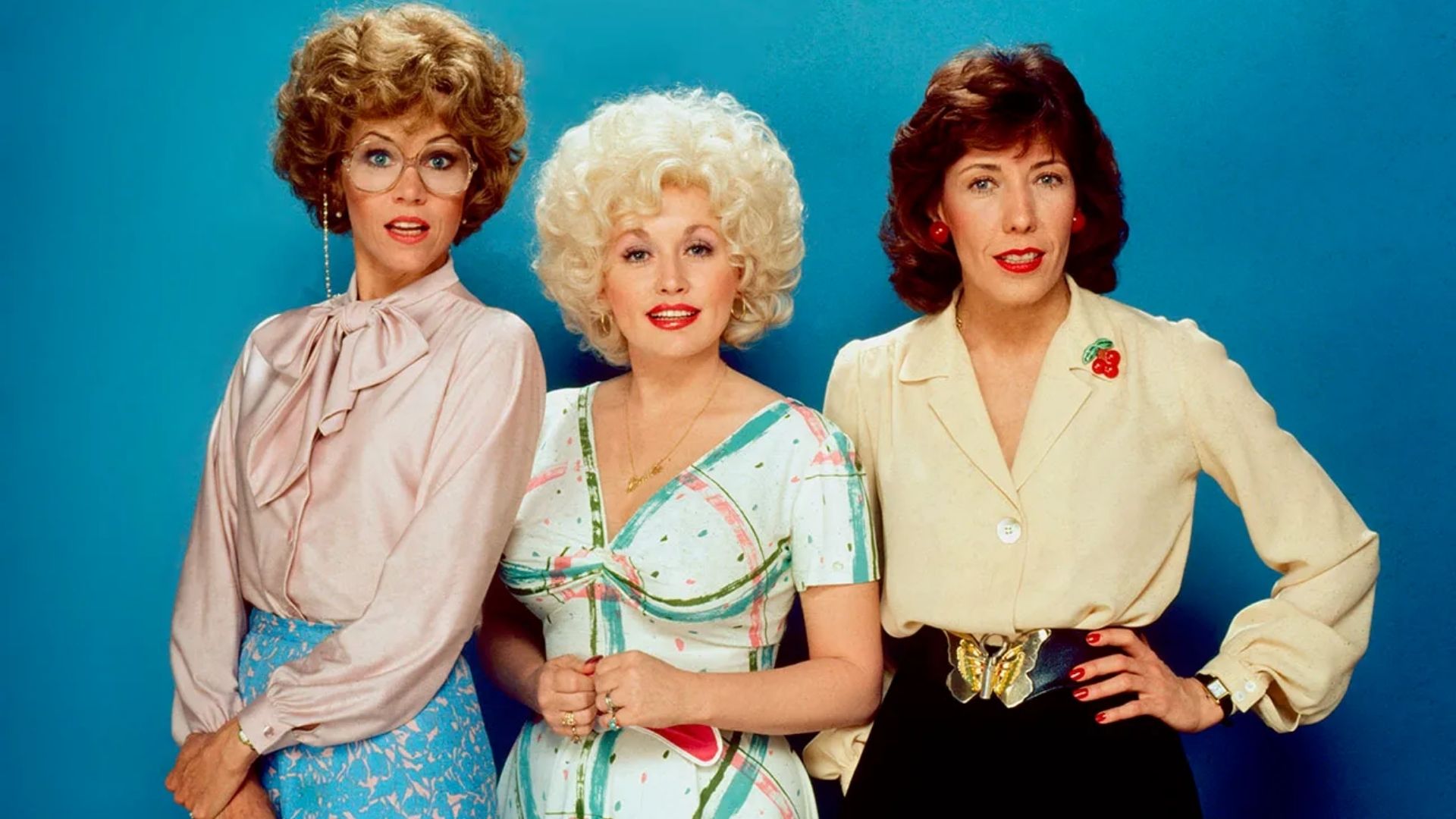 Jane Fonda, Dolly Parton, and Lily Tomlin in the 1980 comedy film “9 to 5.”