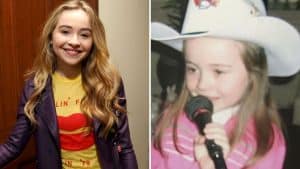 Sabrina Carpenter childhood photos showing her early interest in singing and performing.