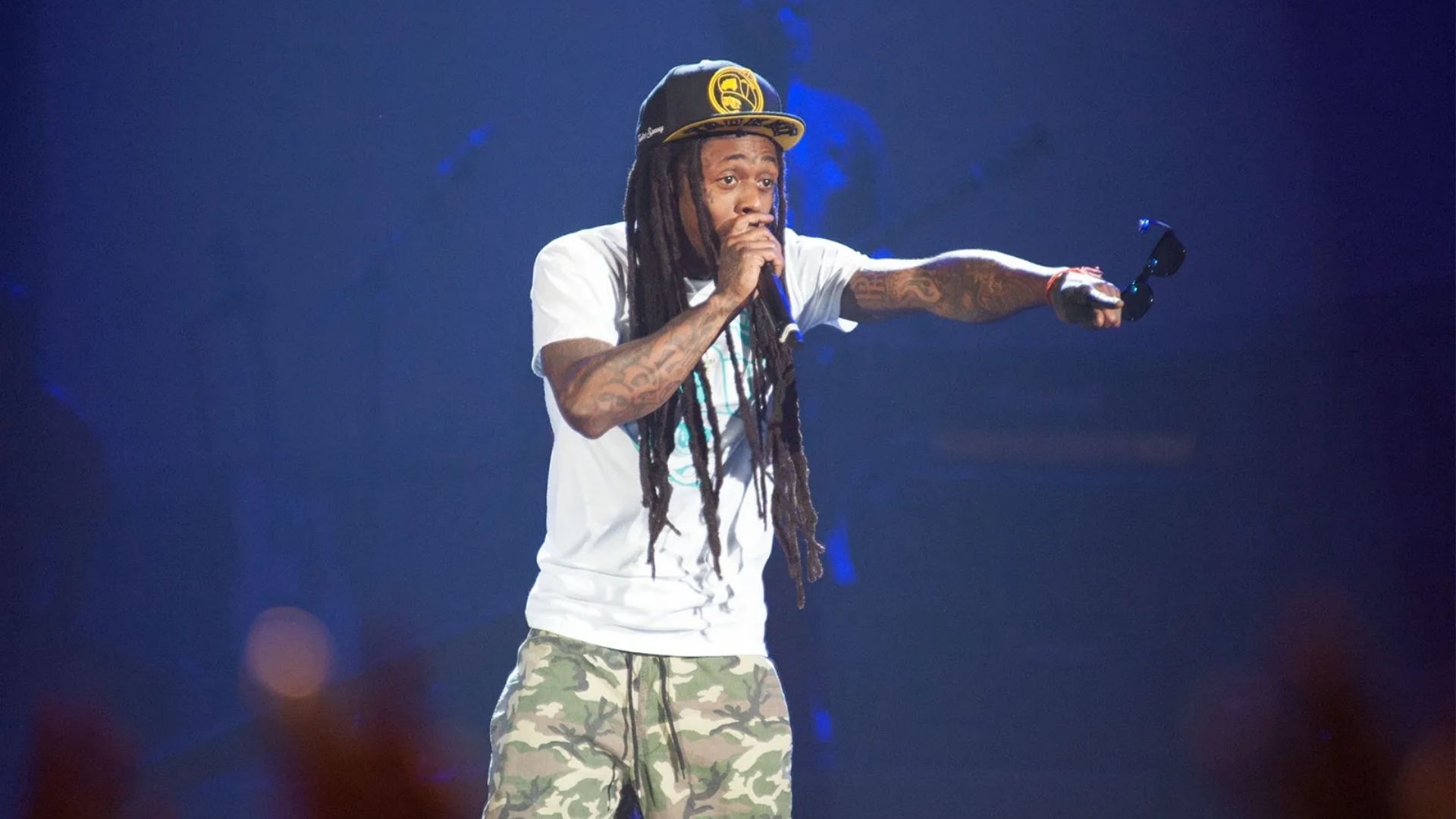 Lil Wayne performing on stage during a live concert